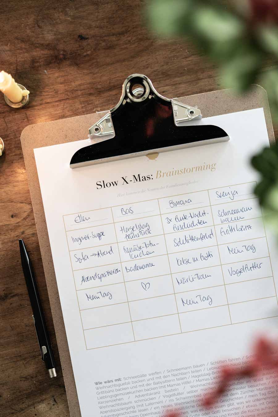 Druckvorlage Adventskalender Brainstorming • Slow Christmas • Ideen zum Befüllen • Zeit mit der Familie ✓ Jetzt Abo lösen & brainstormen