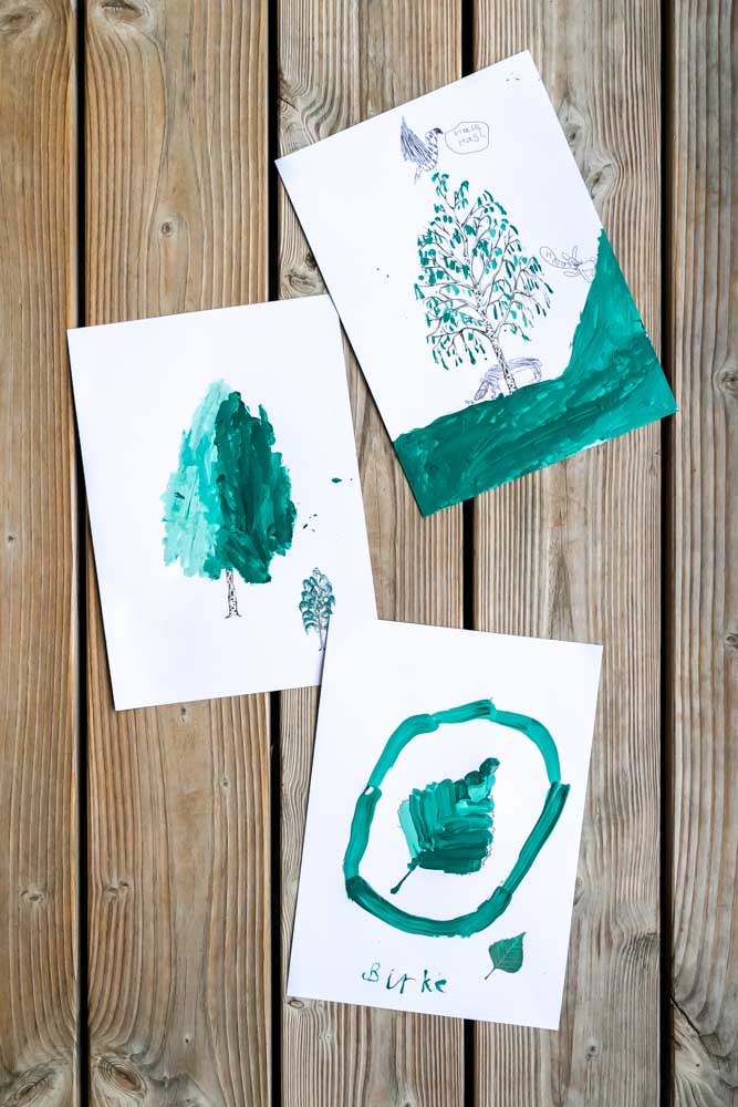 Mit Grüntönen malen • Druckvorlage Baumstämme für Kinder zum Ausdrucken • DIY • Spielerisch lernen ✓ Jetzt Abo lösen & PDF downloaden
